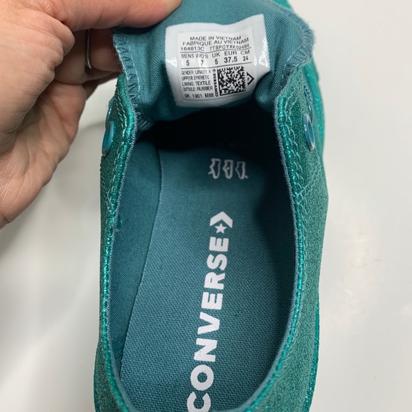 NEW Converse | Turquoise Glitter Low Tops size 7 - Picture 6 of 8